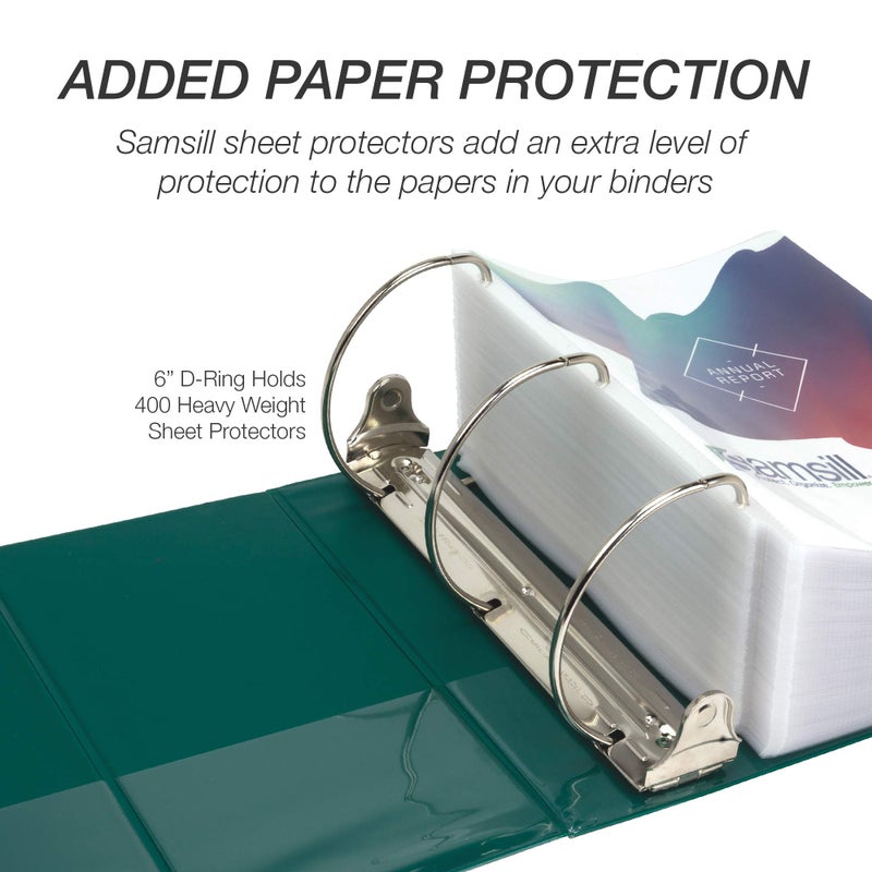 Samsill Durable 6 inch 3 Ring Binder, Made in USA, Locking D Ring FSC 100% Recycled Chipboard, Green - Image 5